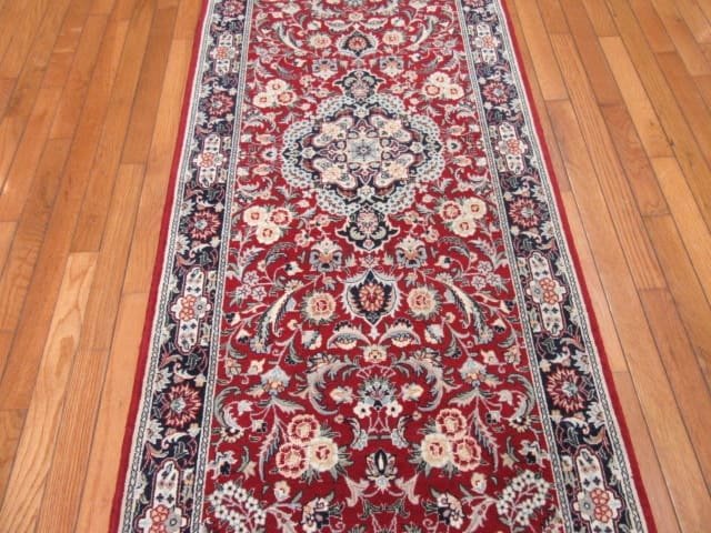3′ x 8′ Red Fine Hand-Knotted Pakistan Kashan Design  Oriental Rug – Traditional Wool