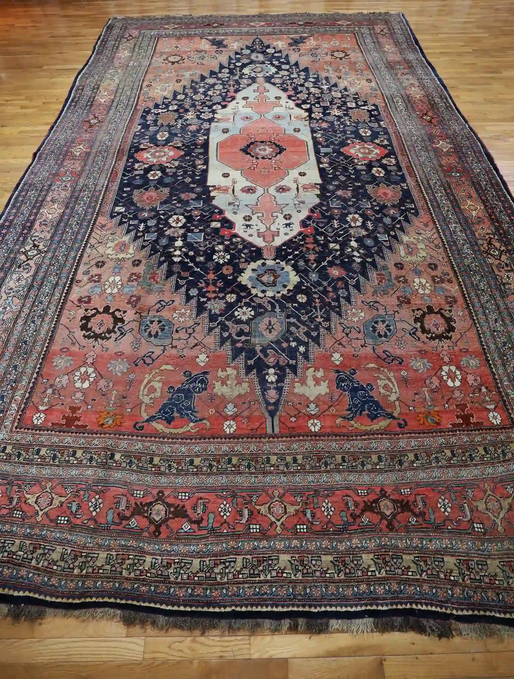 11′ x 19′ Red Fine Hand-Knotted Antique Persian Bidjar – Traditional Wool