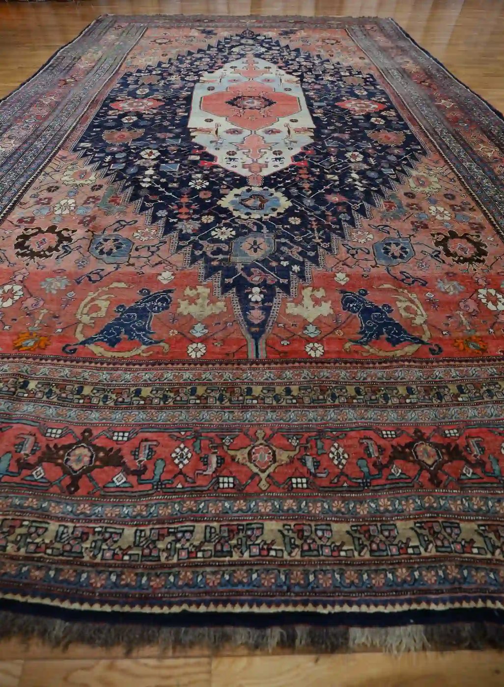 11′ x 19′ Red Fine Hand-Knotted Antique Persian Bidjar – Traditional Wool