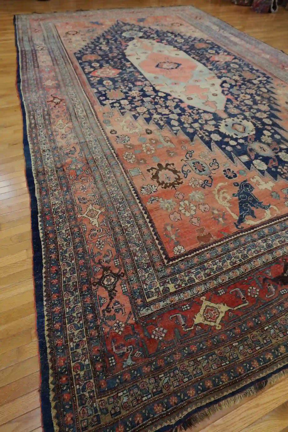 11′ x 19′ Red Fine Hand-Knotted Antique Persian Bidjar – Traditional Wool