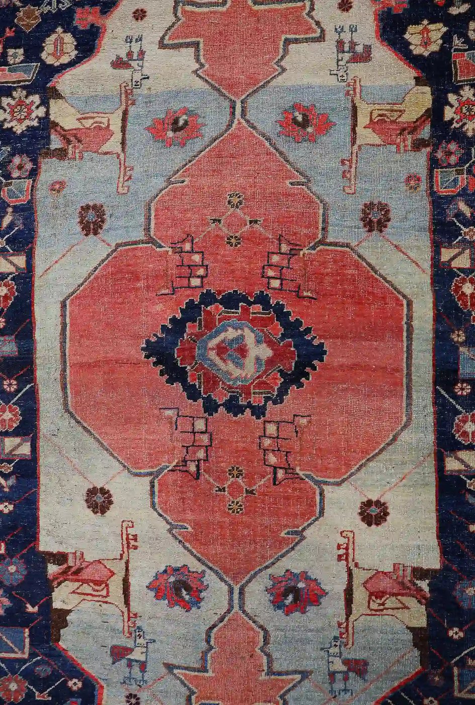 11′ x 19′ Red Fine Hand-Knotted Antique Persian Bidjar – Traditional Wool