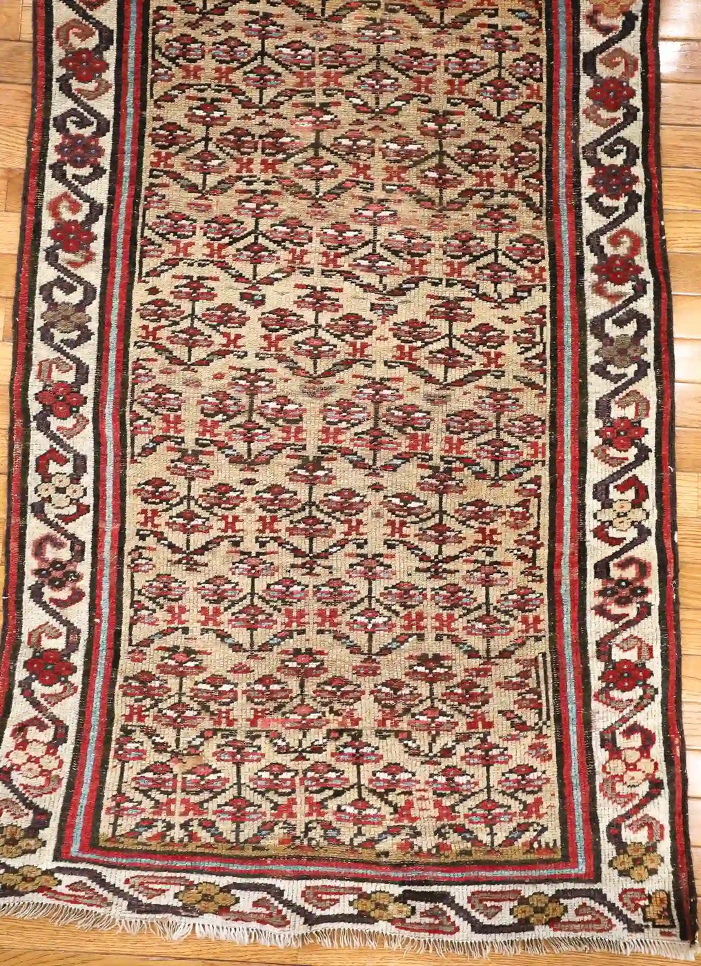 3′ x 13′ Beige Fine Hand-Knotted Persian Malayer Rug – Herati Runner Wool