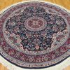7′ x 7′ Navy Fine Round Hand-Knotted Chinese Oriental Rug – Traditional Wool