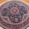 7′ x 7′ Navy Fine Round Hand-Knotted Chinese Oriental Rug – Traditional Wool