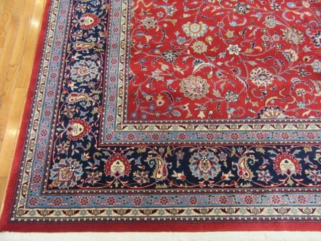 11′ x 16′ Red Fine Hand-Knotted Chinese Kashan Design Rug – Traditional Wool