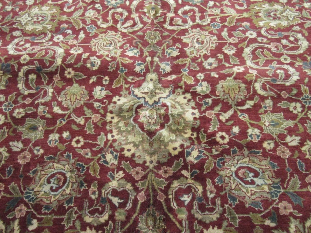 8′ x 10′ Green Fine Hand-Knotted Indian Oriental Rug – Traditional Wool