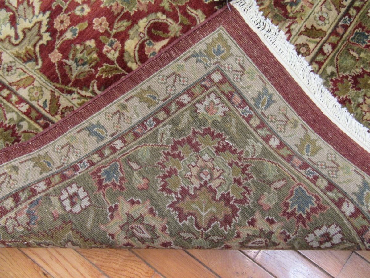 8′ x 10′ Green Fine Hand-Knotted Indian Oriental Rug – Traditional Wool