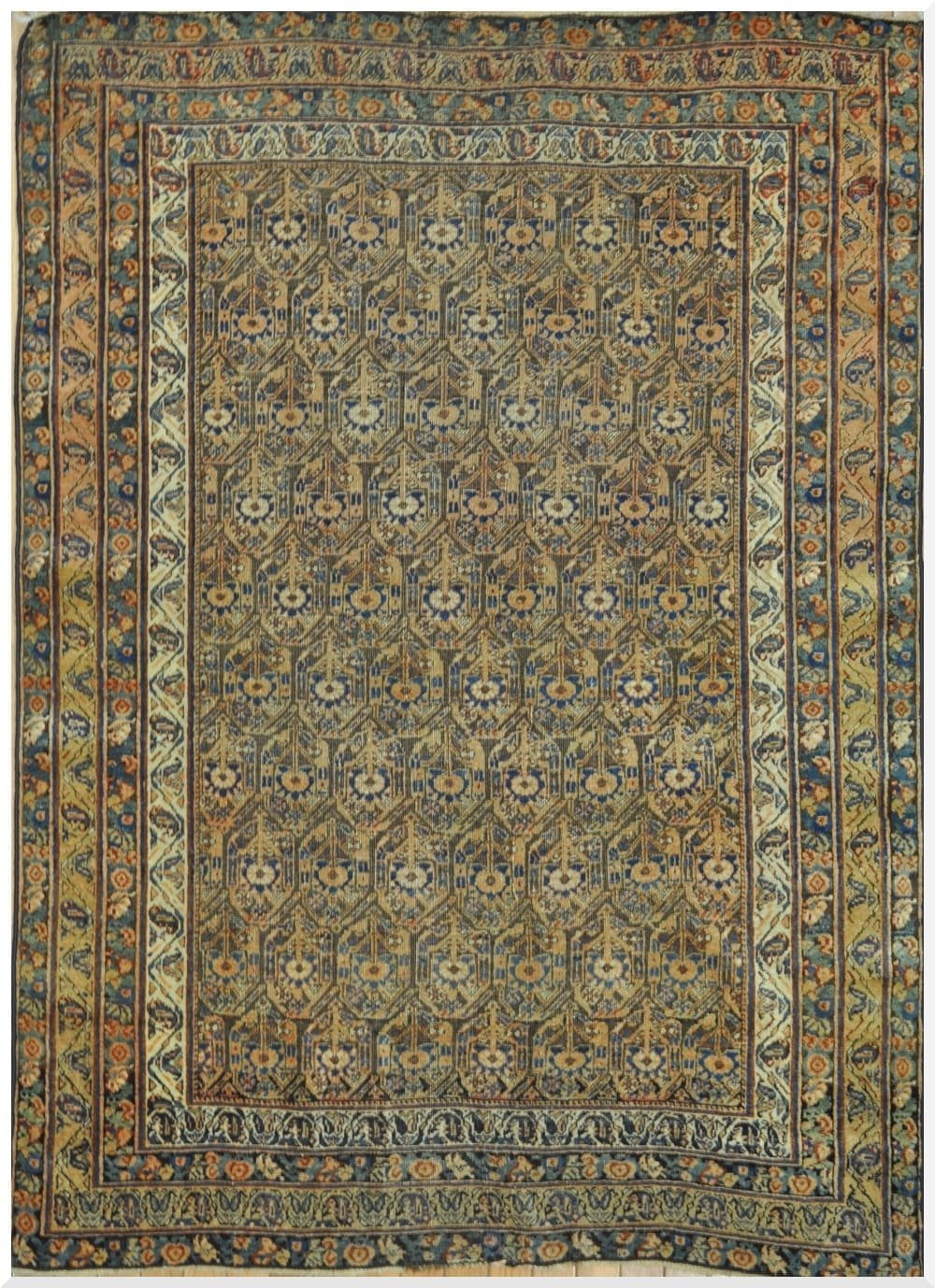 4′ x 6′ Persian Afshar Blue Allover Rug – Antique Wool 4′ x 6′ Persian Afshar Blue Allover Rug – Antique Wool
