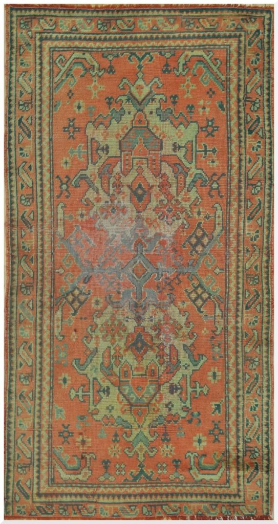 4′ x 8′ Coral Fine Hand-Knotted Turkish Antique Rug – Traditional Transitional Wool