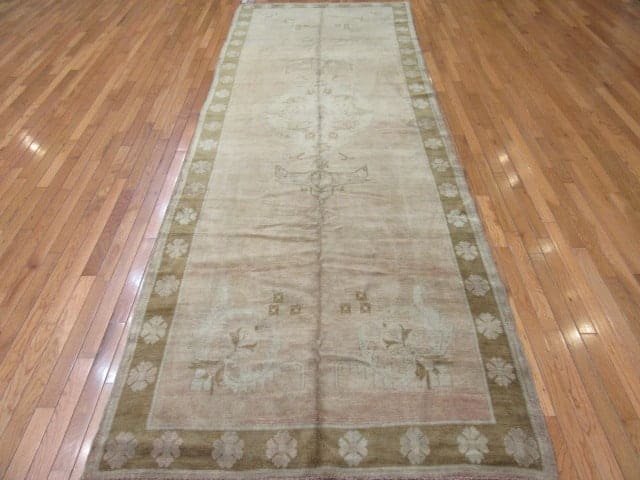 4′ x 12′ Beige Fine Hand-Knotted Turkish Oushak Rug – Transitional Wool