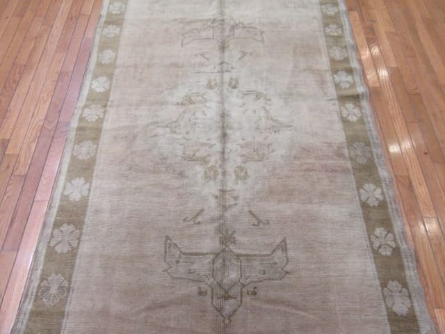 4′ x 12′ Beige Fine Hand-Knotted Turkish Oushak Rug – Transitional Wool