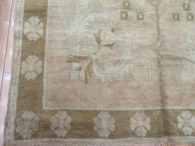 4′ x 12′ Beige Fine Hand-Knotted Turkish Oushak Rug – Transitional Wool