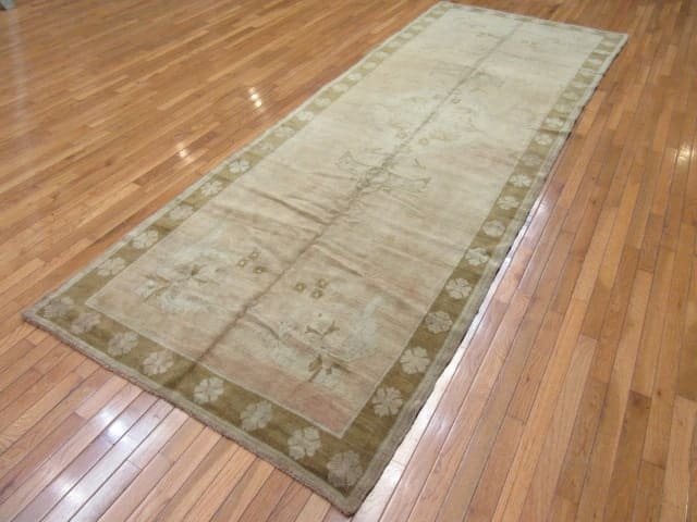 4′ x 12′ Beige Fine Hand-Knotted Turkish Oushak Rug – Transitional Wool