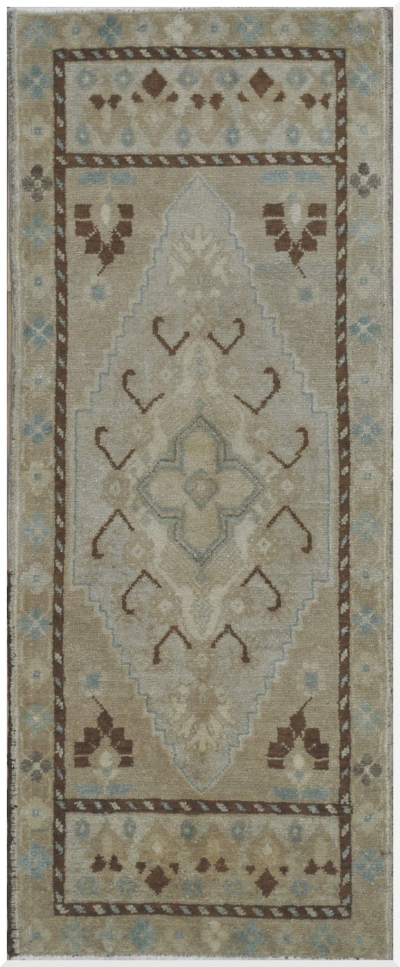 2′ x 4′ Turkish Anatolian Ivory Runner Rug Transitional Wool
