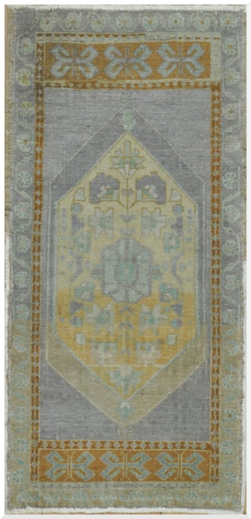 2′ x 3′ Turkish Gold Gray Accent Rug Transitional Wool