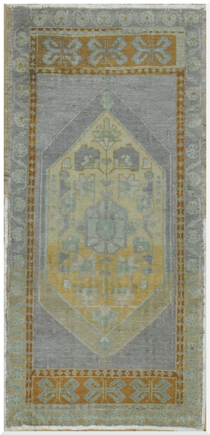 2′ x 3′ Turkish Gold Gray Accent Rug Transitional Wool