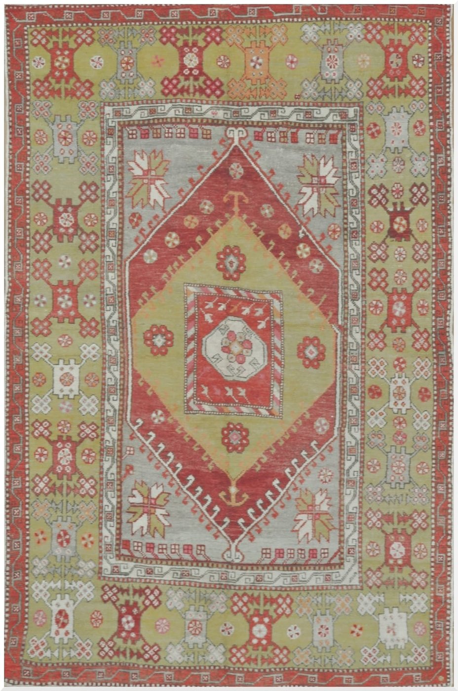 6′ x 9′ Turkey Red Sage Turkish Anatolian Rug Hand Knotted Wool