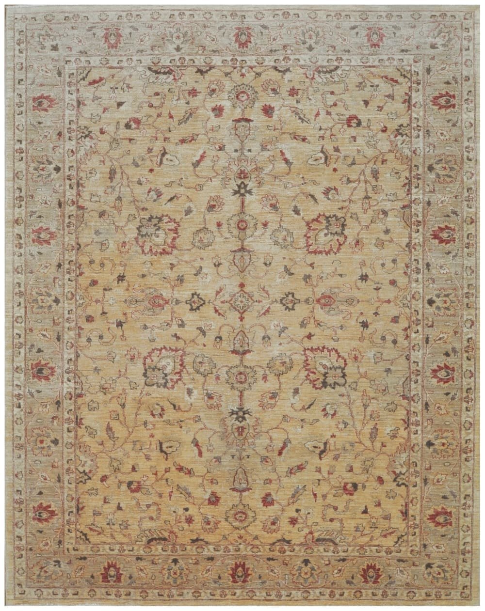 9′ x 11′ Pakistan Beige Sultanabad Rug Traditional Hand Knotted Wool