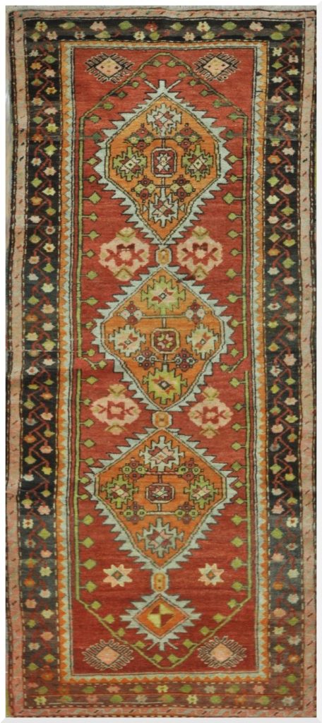 4′ x 9′ Antique Caucasian Red Tribal Rug – Hand-Knotted Wool