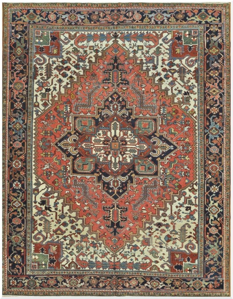 9′ x 12′ Persian Red Heriz Rug Traditional Wool