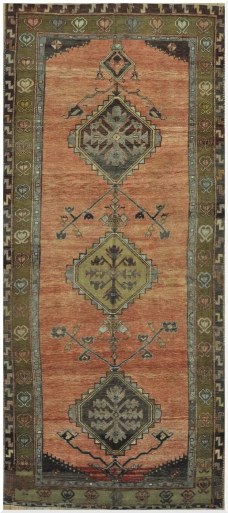 5′ x 12′ Turkish Rust Gold Medallion Runner – Vintage Hand-Knotted Wool 5′ x 12′ Turkish Rust Gold Medallion Runner – Vintage Hand-Knotted Wool