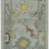 3′ x 5′ Light Blue Turkish Oushak Rug Hand Knotted Wool
