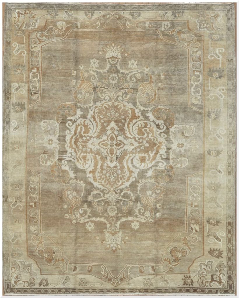 8′ x 10′ Beige Fine Hand-Knotted Turkish Rug – Transitional Wool