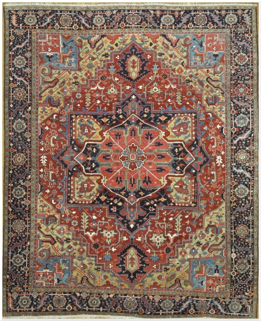 10′ x 13′ Persian Red Heriz Rug Traditional Hand-Knotted Wool