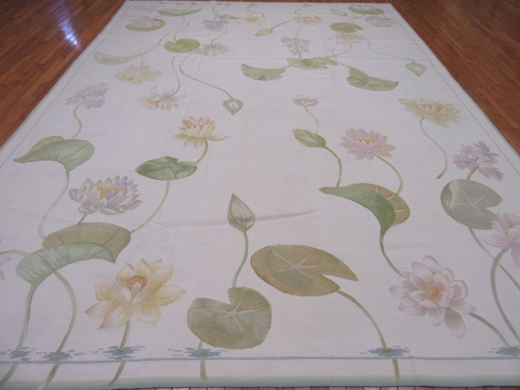 10′ x 14′ Floral Aubusson Contemporary Rug – Handwoven Wool
