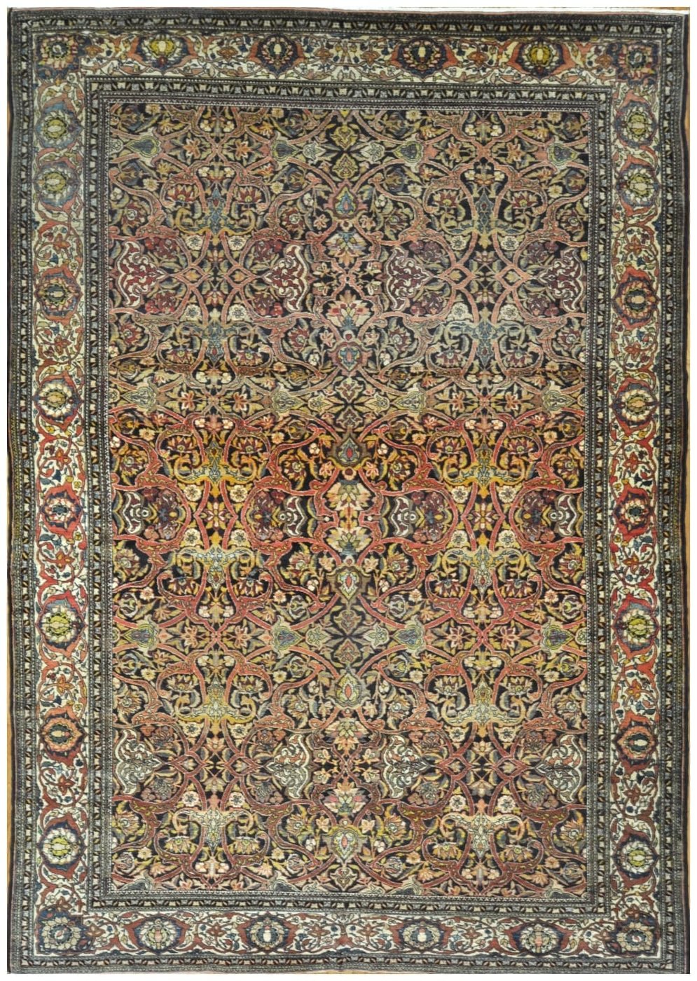 10′ x 16′ Antique Persian Isfahan Rug Hand-Knotted Wool
