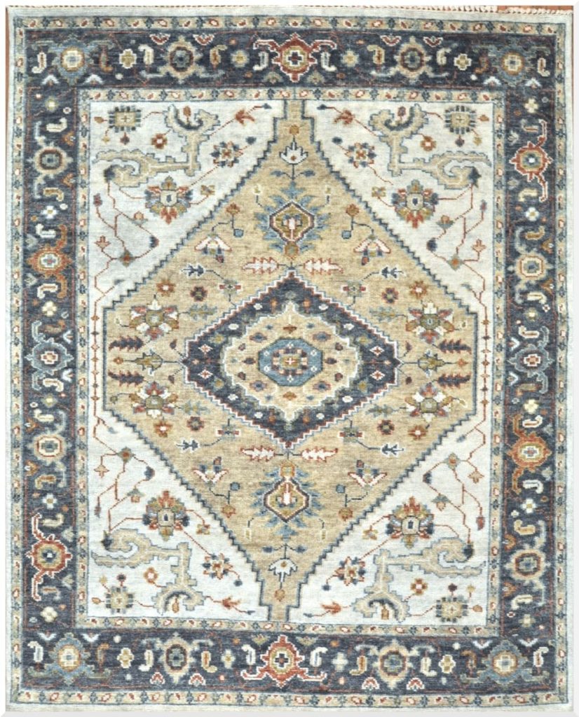 8′ x 10′ Indian Gold Ziegler Rug – Hand-Knotted Wool