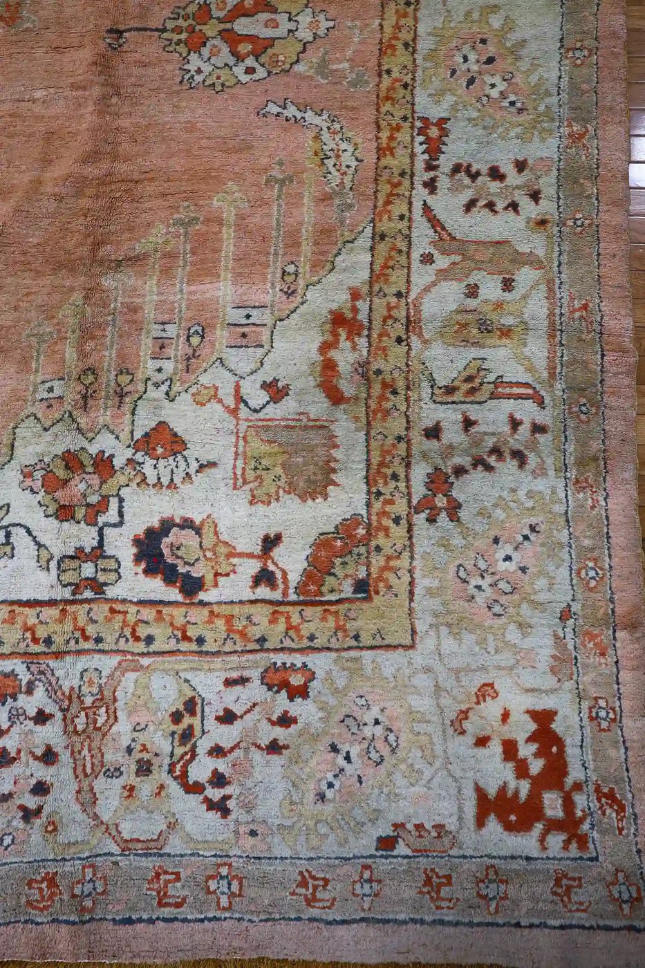 10′ x 13′ Peach Fine Hand-Knotted Semi-Antique Turkish Oushak Rug – Traditional Wool