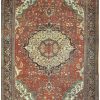9′ x 12′ Persian Red Sarouk Farahan Rug – Hand-Knotted Wool