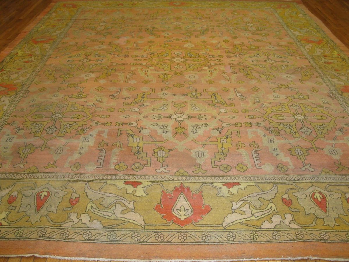 11′ x 13′ Salmon Fine Hand-Knotted Indian Agra Rug – Traditional Wool and Cotton
