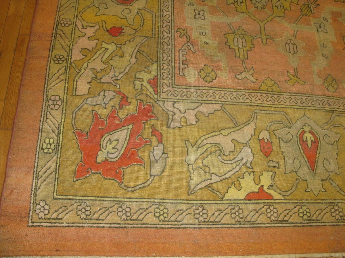 11′ x 13′ Salmon Fine Hand-Knotted Indian Agra Rug – Traditional Wool and Cotton