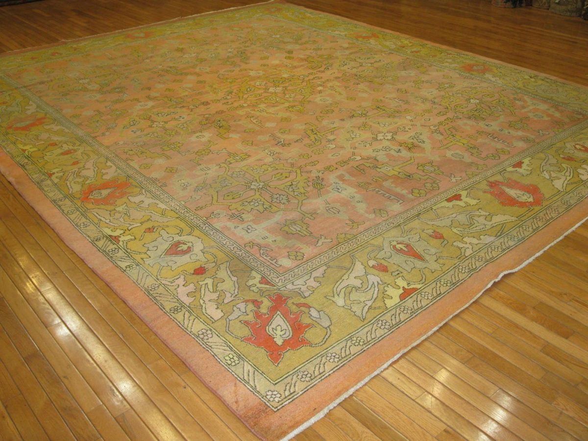 11′ x 13′ Salmon Fine Hand-Knotted Indian Agra Rug – Traditional Wool and Cotton
