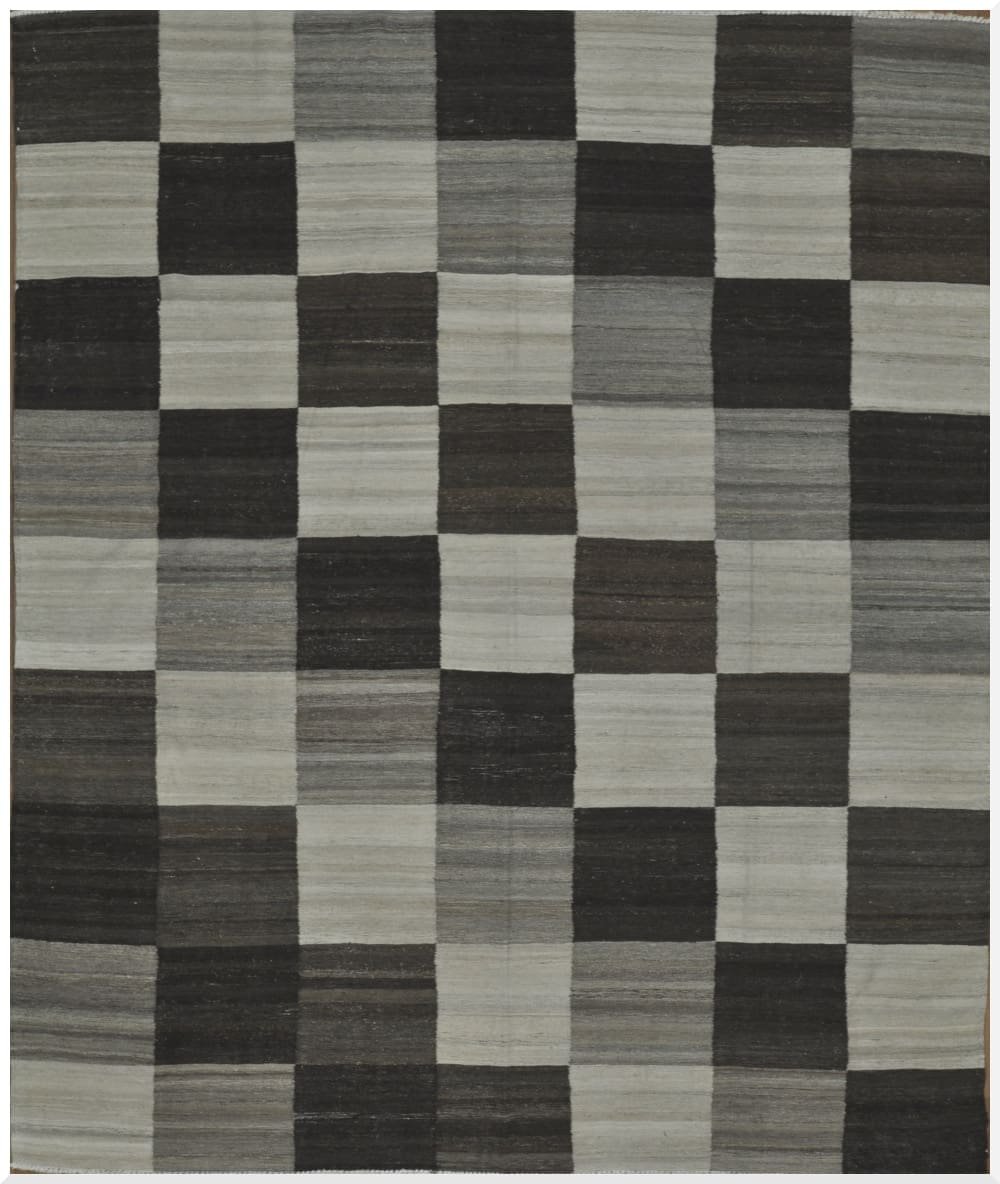 8′ x 10′ Modern Gray Kilim Rug – Handwoven Wool 8′ x 10′ Modern Gray Kilim Rug – Handwoven Wool