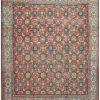 10′ x 13′ Terracotta Red Hand-Knotted Semi-Antique Persian Mahal Rug – Traditional Wool
