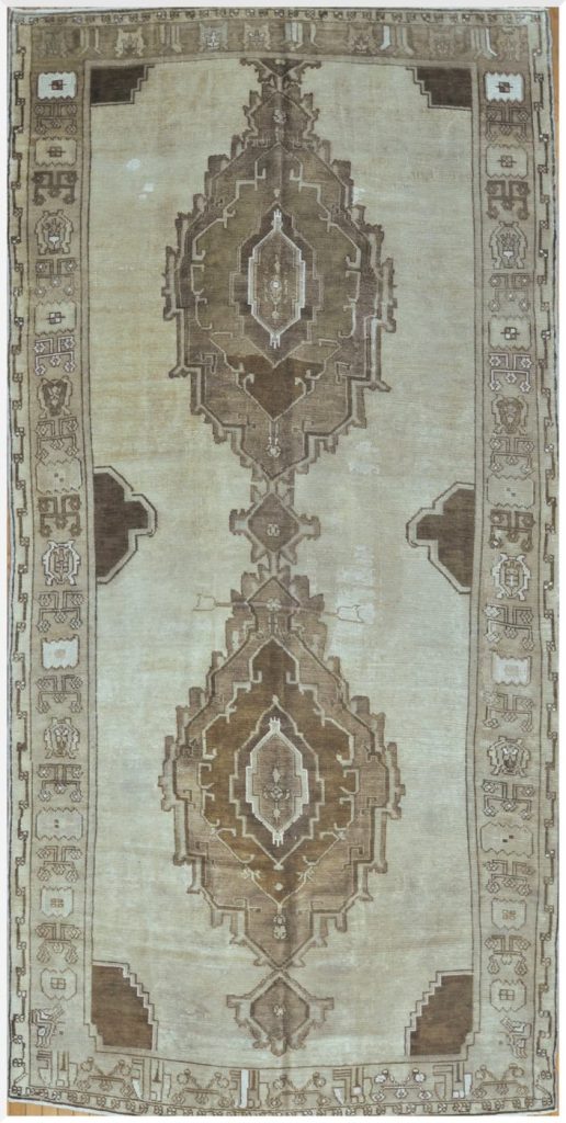 7′ x 14′ Beige Fine Hand-Knotted Turkish Anatolian Rug – Transitional Traditional Wool