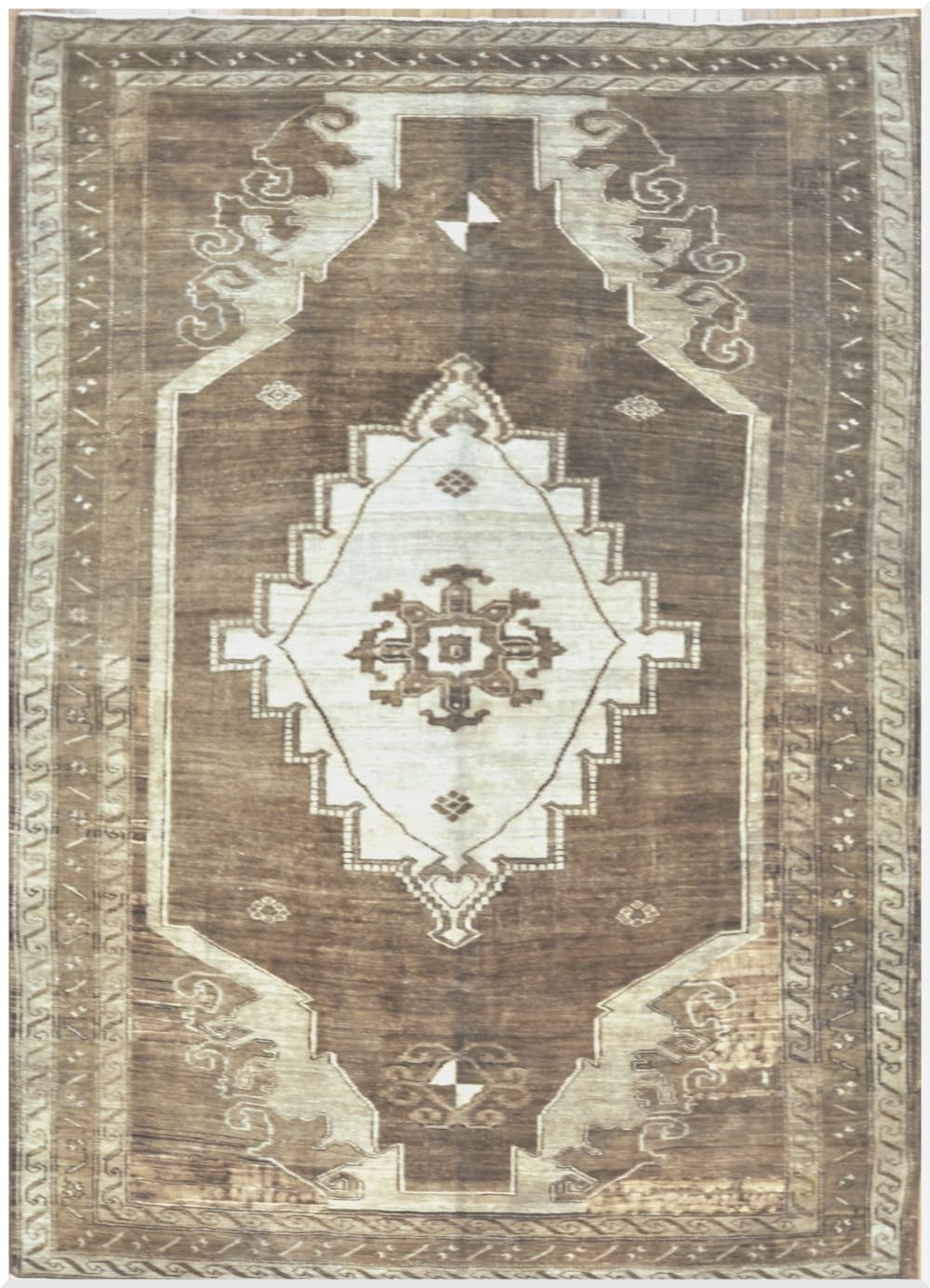 7′ x 10′ Turkish Brown Vintage Rug Transitional Wool