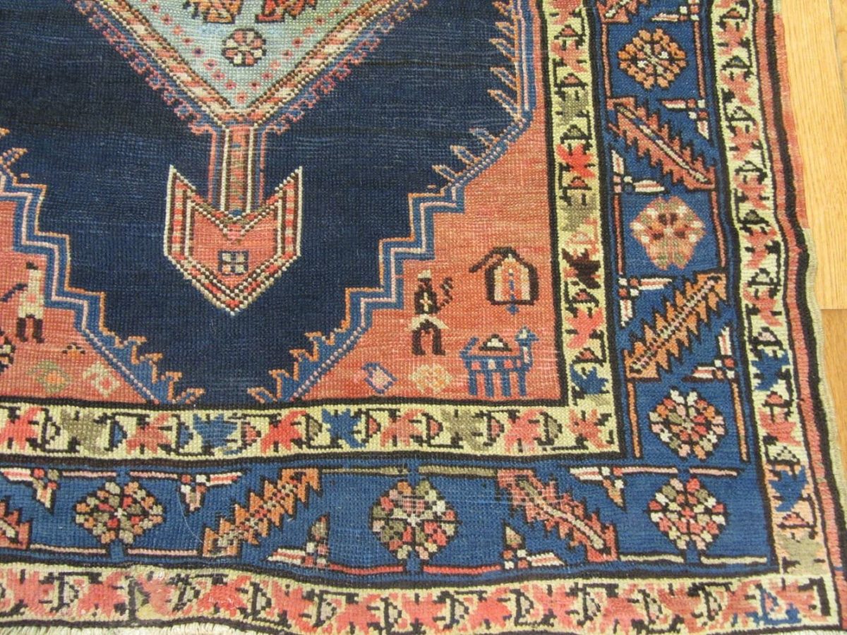 3′ x 14′ Navy Fine Hand-Knotted Caucasian Tribal Runner – Traditional Wool