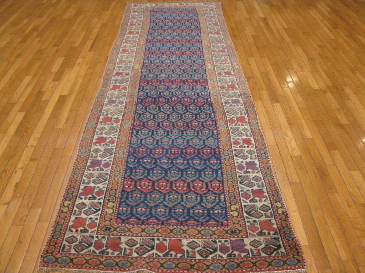 3′ x 11′ Navy Fine Hand-Knotted Persian Kurdish Runner – Traditional Wool