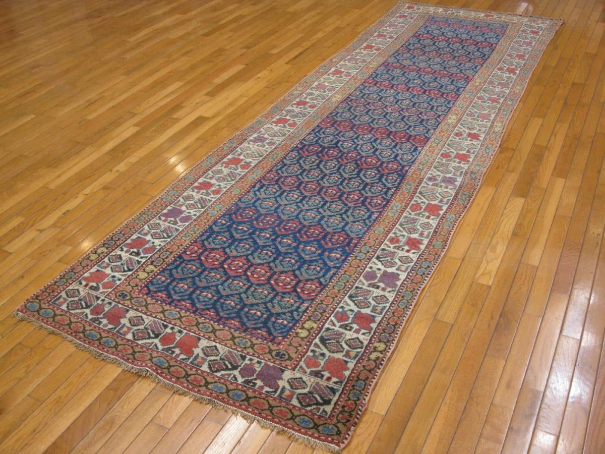 3′ x 11′ Navy Fine Hand-Knotted Persian Kurdish Runner – Traditional Wool