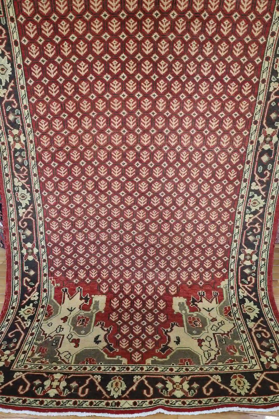 4′ x 12′ Beige Fine Hand-Knotted Vintage Turkish Oushak Runner – Traditional Wool