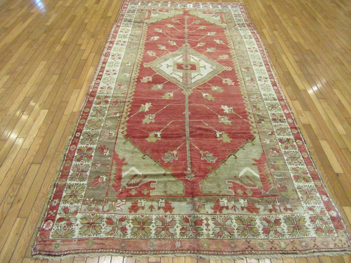 5′ x 10′ Red Fine Hand-Knotted Turkish Vintage Rug – Transitional Tribal Wool