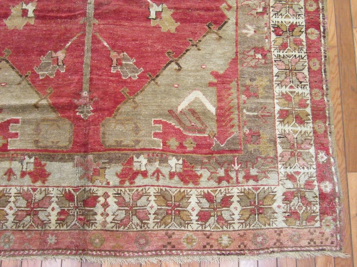 5′ x 10′ Red Fine Hand-Knotted Turkish Vintage Rug – Transitional Tribal Wool
