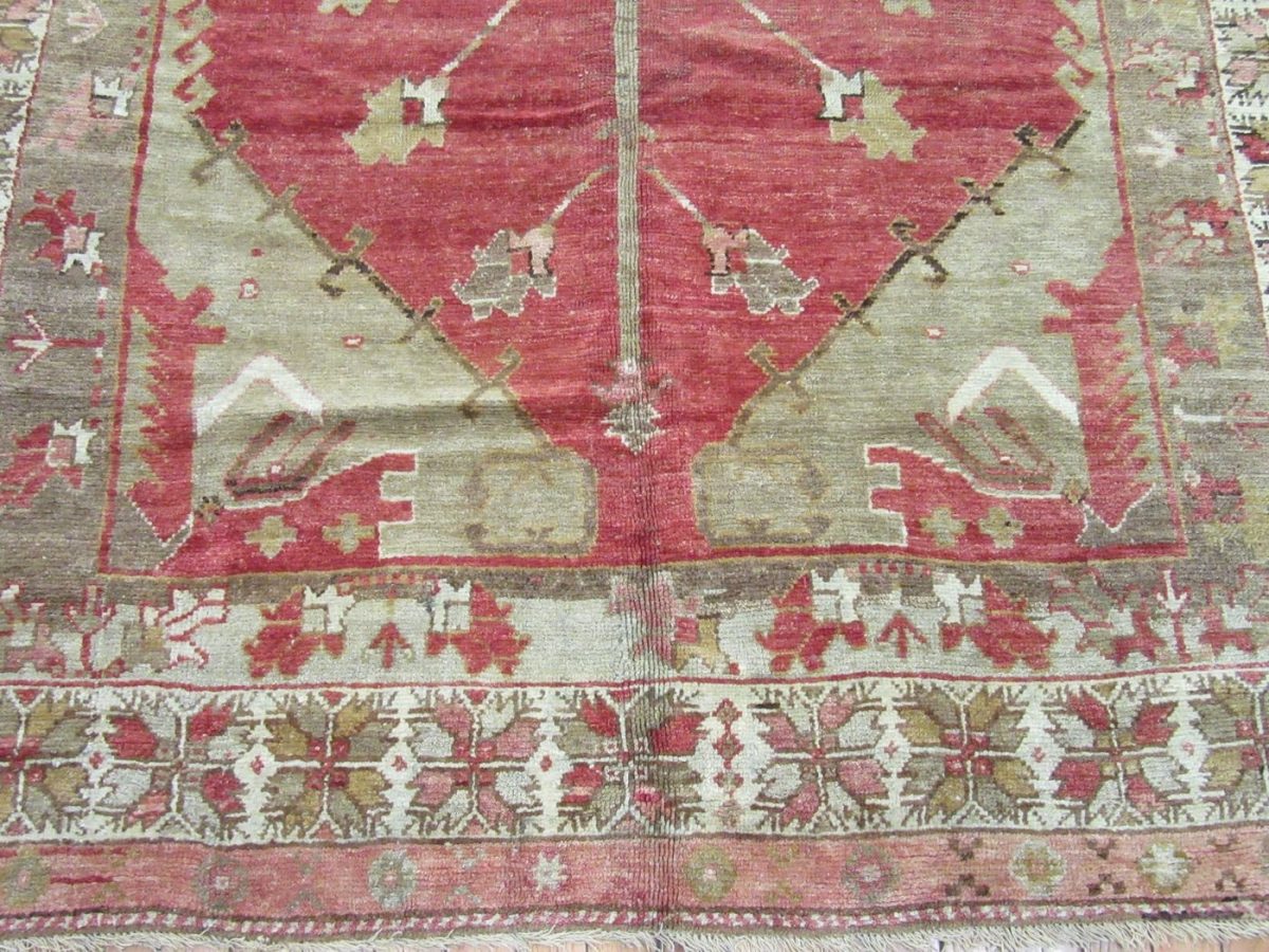 5′ x 10′ Red Fine Hand-Knotted Turkish Vintage Rug – Transitional Tribal Wool