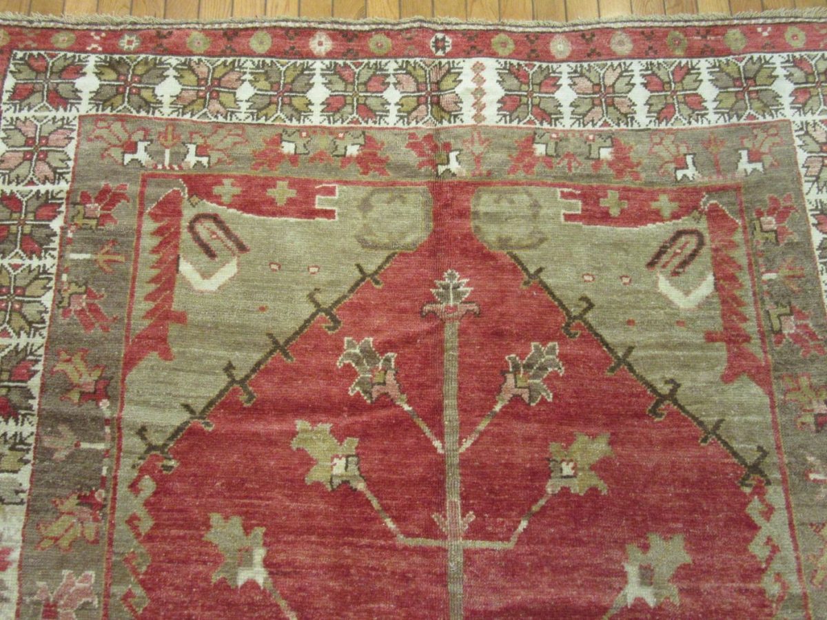 5′ x 10′ Red Fine Hand-Knotted Turkish Vintage Rug – Transitional Tribal Wool