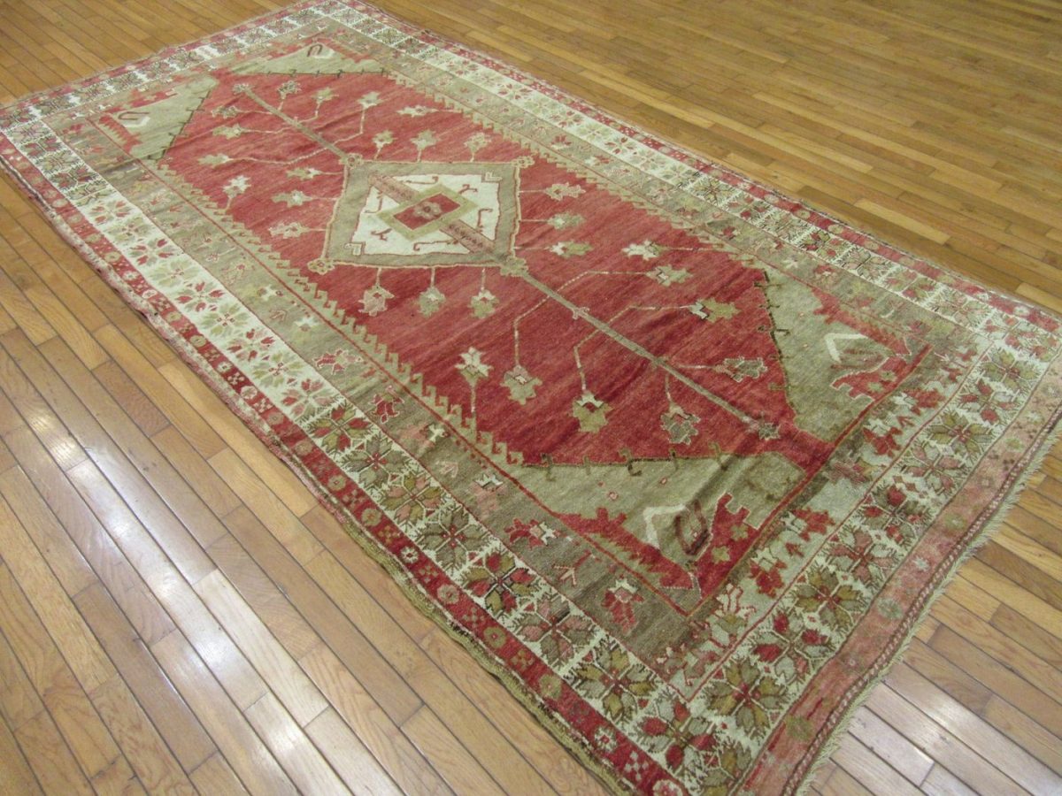 5′ x 10′ Red Fine Hand-Knotted Turkish Vintage Rug – Transitional Tribal Wool