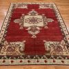 7′ x 9′ Red Fine Hand-Knotted Turkish Oushak Rug – Traditional Wool